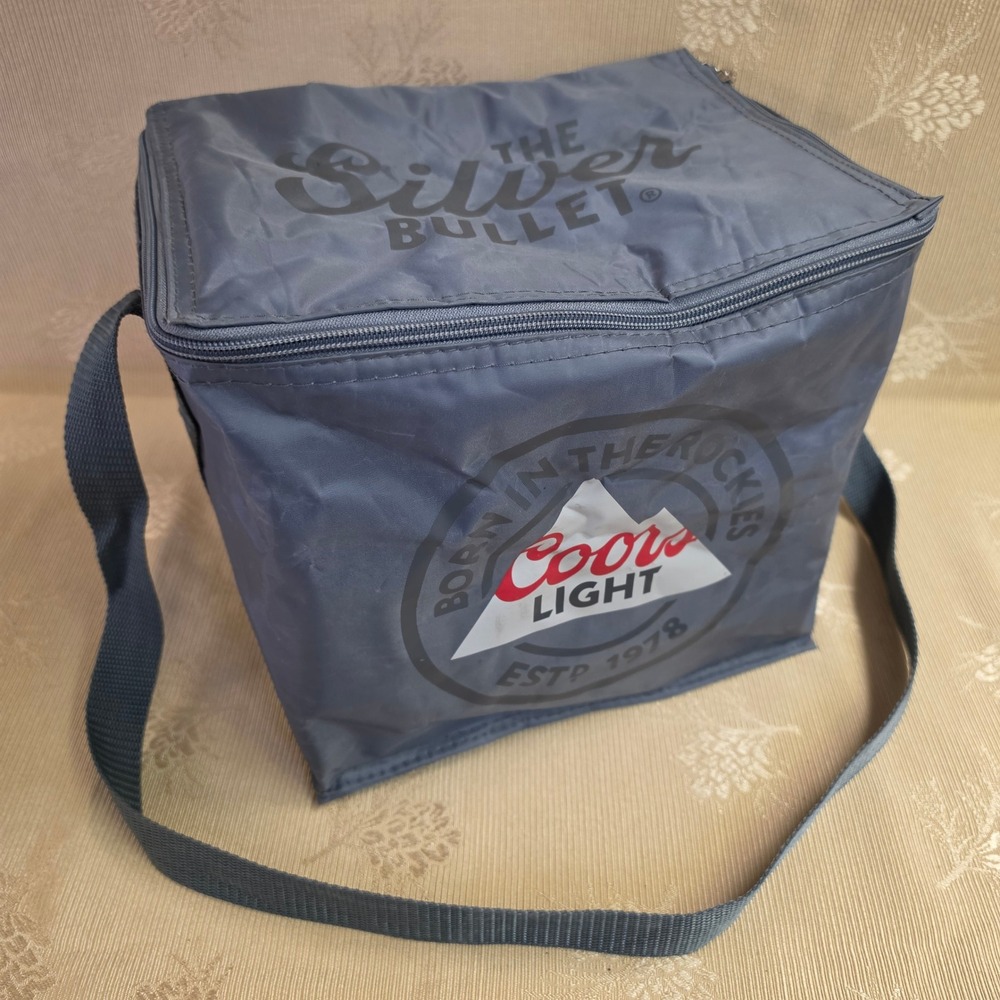 Coors Light The Silver Bullet Insulated Cooler Bag Gray Shoulder Strap Beer Tote
